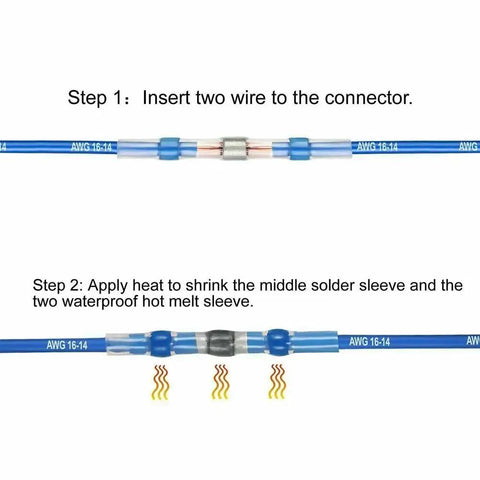 Super Awesome 400 Piece Waterproof Heat Shrink Butt Wire Connectors With Sealed Solder Sleeve Terminals For Solid Auto Electrical Repairs And Quick Wiring Projects That Look Totally Rad. Step 1-2 wiring splice and heat shrink process