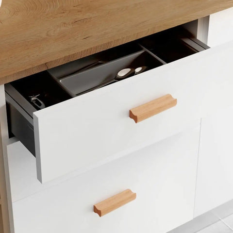 Slick Beech Wood Cabinet Pulls Set Of 4 With 96mm Hole Spacing Drawer Handles For Wardrobe Doors Lacquer Finish Easy Install