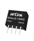 Hi-Link DC DC converter module with B24xxS-1WR3 label, four pins for electrical connections, ideal for EV battery projects.
