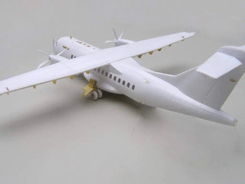 ATR 42 500 Exterior Detailing Photoetch Kit For One To Forty Four Scale Aircraft Model with metal parts on wings and tail.