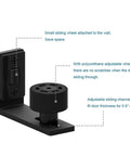 Sliding Barn Door Floor Guide With Adjustable Wall Mount And Bottom Double Nylon Rollers, Black finish, side view