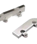 Metal components of Full Extension Telescopic Drawer Slides With Soft Close Hydraulics, 4 Pack, visible ball bearing and track clamp