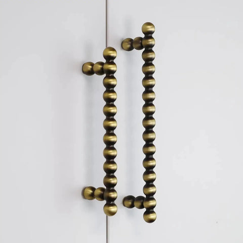 Vintage Brass Cabinet Pulls With Bead Detail Drawer Knobs For Kitchen And Furniture Durable Zinc Alloy Handles Center To Center About 5 Inches Antique Look Old School Hardware