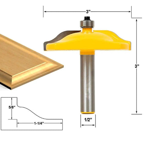 Pro Grade Cove Raised Panel Router Bit Half Inch Shank Cemented Carbide Door Milling Cutter with yellow coating