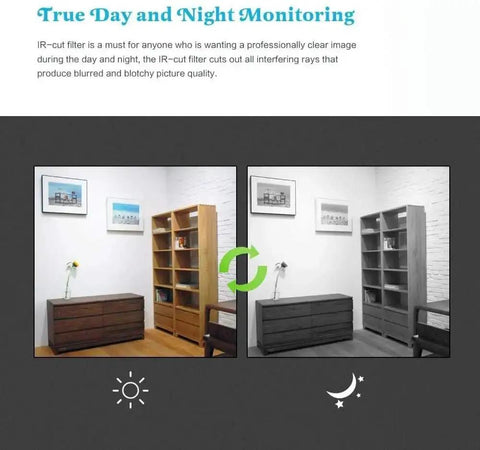 Comparison of day and night vision with 4 Channel DVR Wired CCTV Security System With 4 1080P Metal Waterproof Cameras.