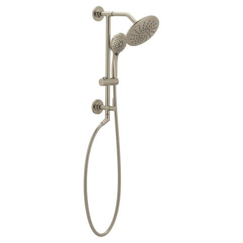 8 Inch Brushed Nickel Rain Showerhead Fixed Round Wide Rain Shower Head With 2.5 GPM Flow Easy Install On 1/2 Inch IPS Arm Single Function Shower For Modern Bathrooms