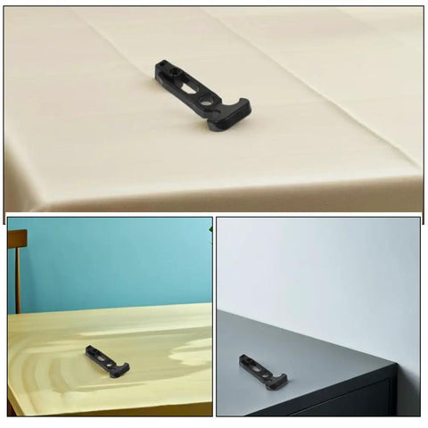 Rubber Engine Hood Latches 4 Pack for Trucks and Cargo Trailers shown resting on various flat surfaces.