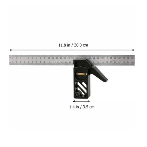 Professional Grade Carpentry Combination Square Layout Ruler With Dead On 45 And 90 Degree Marking Heavy Duty Woodworking Measuring Tool dimensions 11.8 in by 1.4 in.