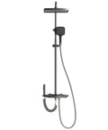 CUTPOIY Thermostatic Shower System, Shower Faucet Set LED Display Rain Shower System adjustable height, gray finish, modern design.