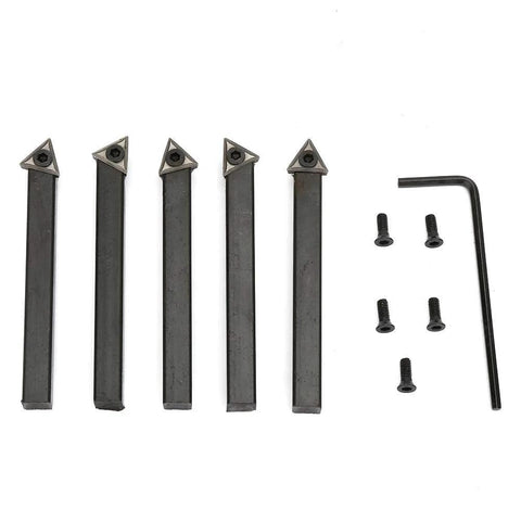 Amazon tools: 5-pack 1/4in indexable carbide turning tool bits with cemented tungsten carbide inserts and hex key