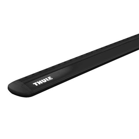WingBar Evo 150 60 Inch Black Roof Rack Crossbars With Wind Diffuser Tech shown at an angle with aerodynamic design