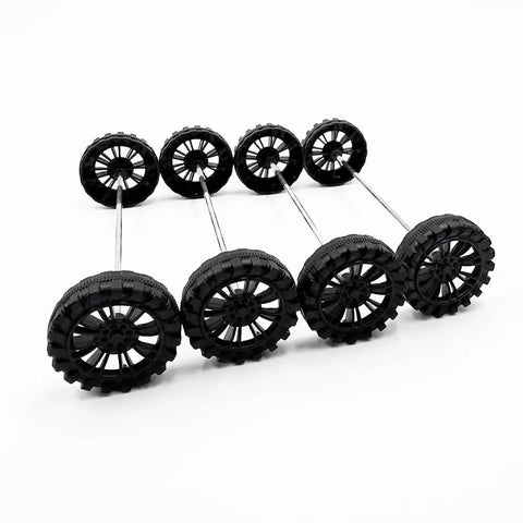 30 Pack 30mm Plastic Toy Car Wheels With 15 Shaft Axles For RC Cars Trucks And Robots DIY Model Parts Wheel Accessories