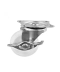 Four Pack 1.5 Inch Caster Wheels With Brakes For Furniture White PP Flat Bottom 5 cm Side Height Heavy Duty Swivel Casters Set