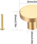 Brushed Brass Cabinet Knobs Set Of 8 With Screws And Screwdriver 20X25 Mm Solid Brass Hardware for furniture gold finish