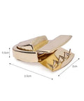 Side view of Light Gold Metal Twist Lock Clasp with dimensions for Purses Bags and Wallets 5 Piece Set Secure Purse Hardware.
