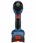 Front view of GSB18V-490B12 18V EC Brushless Half Inch Hammer Drill And Driver Kit With 2 Ah Battery Rapid Mode