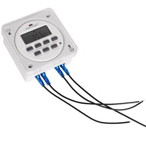 12/24 Volt DC Timer Switch With 7 Day 24 Hour Programmable Time Relay Clock For Panel Mount Use With Countdown Off Function Enclosure And Wiring