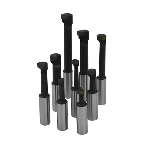 Top Shelf Nine Piece Carbide Tipped Boring Bar Set Featuring Rock Solid Grade C6 1 2 Inch Shank For Snappy Facing And Crisp Flat Bottom Holes On Shop Lathes