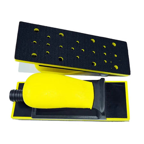 Practical Vacuum Hand Sanding Block With Hook Loop Disc For Wood Polishing And Car Maintenance, 19.8 x 7 cm, PU foam handle.