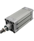 Top Grade Pneumatic Cylinder Parts Featuring DNC Models With Bore Sizes Of 32 40 And 50 Millimeters Plus Stroke Lengths Ranging From 25 To 320 MM For Serious Industrial Grinds And High Performance Machinery Repairs, shown in a close-up view of a silver aluminum cylinder.