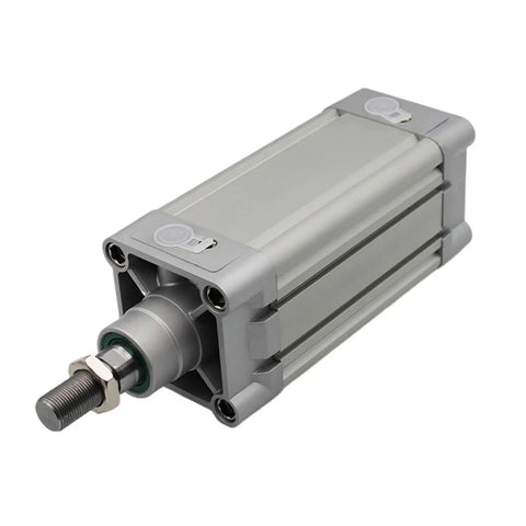Top Grade Pneumatic Cylinder Parts Featuring DNC Models With Bore Sizes Of 32 40 And 50 Millimeters Plus Stroke Lengths Ranging From 25 To 320 MM For Serious Industrial Grinds And High Performance Machinery Repairs, shown in a close-up view of a silver aluminum cylinder.
