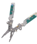 Folding Wire Stripper Plies With Voltage Tester 8 Inch Electrical Pliers Multi Functional Stripping Cutting Crimping Tool with clear grips.