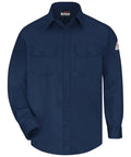Tough As Nails Heavy Duty Flame Resistant Work Shirt 6 Oz Cotton Nylon Blend Regular Fit Button Down Navy with pockets