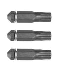 Quik Drive T25 6-Lobe Driver Bit Pack Of 10, Industrial-Grade Replacement Bit Compatible With Quik Drive Auto-Feed Screw Systems And Collated Fasteners, Built For Durability, Precision, And Quick Engagement. Three black hardened steel T25 driver bits