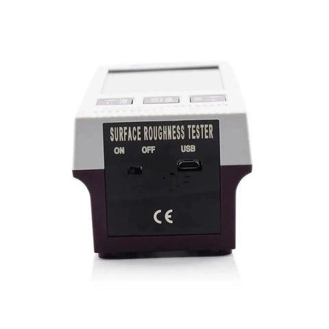 Foolproof Touch Screen Surface Roughness Tester And No Fuss Finish Gauge rear view showing power and USB ports.