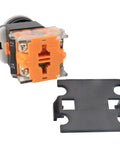 Waterproof 2-Position Rotary Switch With Latching Selector Knob 6-Pack, screw-terminal design, orange and black components, isolated view.