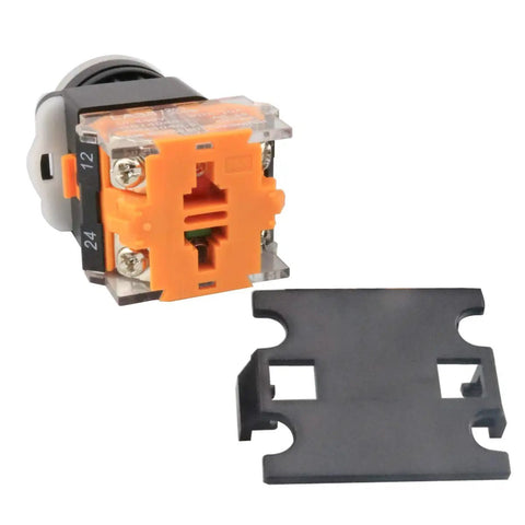 Waterproof 2-Position Rotary Switch With Latching Selector Knob 6-Pack, screw-terminal design, orange and black components, isolated view.