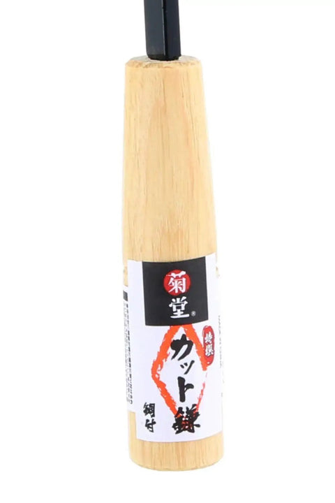 Wooden handle of Garden Scythe For Weeding And Lawn Care With Durable Steel Blade And Ergonomic Handle