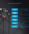 Universal 24W Multi Voltage AC DC Power Adapter With Adjustable 3V 4.5V 5V 6V 7.5V 9V 12V Output Up To 2A For Household Electronics Gadgets 100V To 240V Input shown with power specifications
