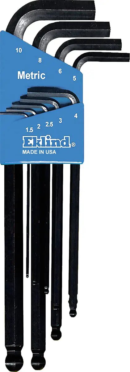 Ball End Hex L Key Allen Wrench Set With Inch And Metric Sizes, 22-Piece Ball End L Key Combo, showing metric sizes in holder