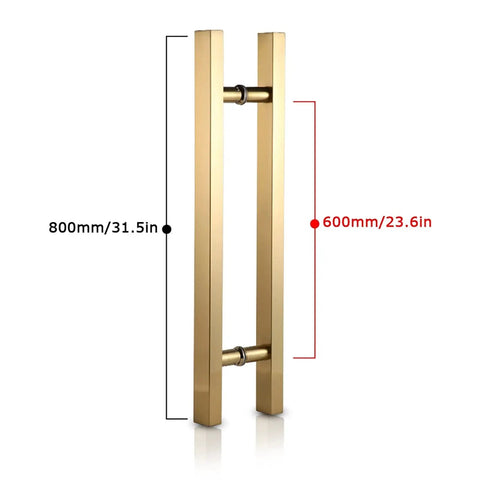 Beefy Stainless Steel Door Pull Handle For Glass And Wooden Doors, Heavy Duty Square Tube Gate Hardware, Brushed Finish