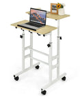Hassle Free Rolling Height Adjustable Standing Desk With Easy Glide Casters And Extra Roomy Laptop Tray, MDF, 24x12 surface, flexible use.