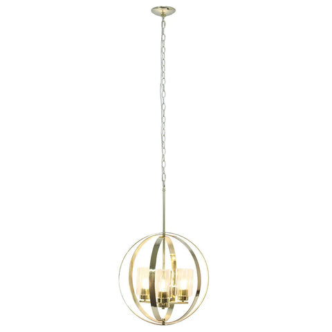 18 Inch Sleek Modern Orb Pendant Light With Adjustable Height Chain Three Light Metal Rings And Clear Glass Shades In Gold Finish