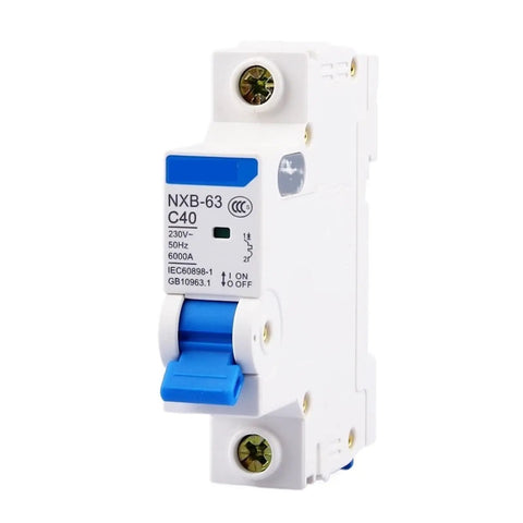 Tough As Nails One Pole Circuit Breaker Switch 120V To 240V Ac 60Hz with blue toggle and mounting bracket for electrical safety.