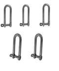 Dang Tough One Quarter Inch D Shackles Stainless Steel Marine Anchor Hardware Five Pack, showing 5 shackles with a shiny finish.