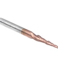 Beefy Tapered Ball Nose End Mill For CNC Router Bits 2 Flute Tungsten Carbide With Antique Brass Plated Coating 0.5 Mm Radius D4x50