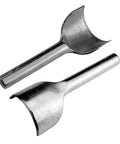Two metal punches from 10 Piece Half Round Leather Punch Set For Strap Ends And DIY Crafting Arc Shaped Cutter Punches In 5mm To 50mm Sizes