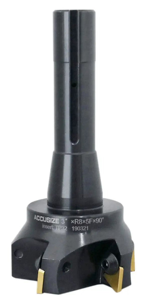 3 Inch Carbide Indexable End Mill With R8 Shank And 5 Flute TPG322 Inserts Ready To Roll For No Fuss Quick Cut Setup Positive Rake 90 Degree Right Hand Cut For Fast Metal Removal