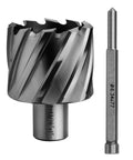 Badass Hss Annular Cutter 1 13/16 Inch Cut Diameter With 3/4 Weldon Shank And Precision Pilot Pin for smooth burr-free cuts.