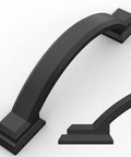 10 Pack Matte Black Cabinet Pulls, 3 Inch 76mm Hole Centers, Arch Style Handles close-up showing design and matte finish