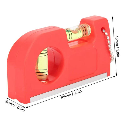 Rcniso Spirit Level Bubble Measuring Instrument for Home 2 Pieces Mini Magnetic Gradient with High Precision for Family Life ABS + TPR + Aluminum Frame in red with measurements.