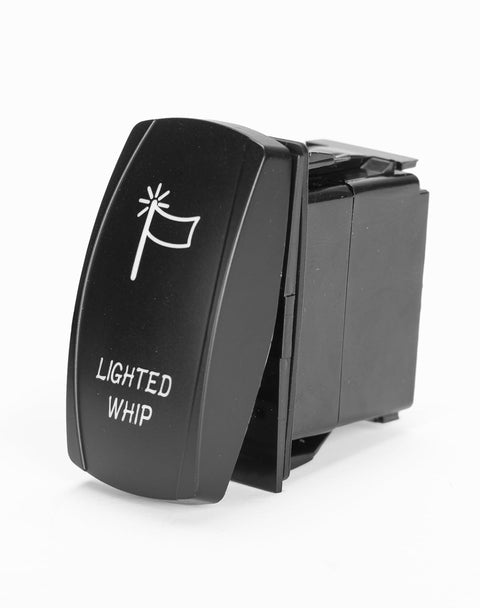 Whip Lights Rocker Switch With Wiring Harness Kit for 12V UTV ATV 10A Blade Fuse Battery Protection, lighted whip icon visible