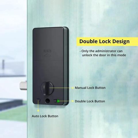 Slick Fingerprint Smart Deadbolt For Front Door Keyless Entry Keypad with Voice Remote Control features a double lock design.
