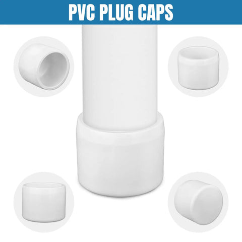 Half Inch PVC Pipe End Cap Plug Socket Adapter For Furniture Grade DIY Shelves Garden Frames Storage Racks White Pack Of 20