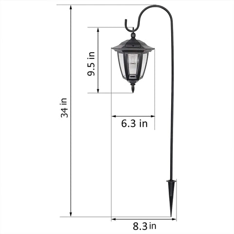 37.8 Inch Hanging Solar Lights For Outdoor Garden Lanterns With Waterproof Landscape Lighting And 2 Shepherd Hooks Solar Powered Pathway