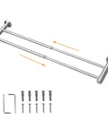 Adjustable Wall Mount Towel Rack Set 15 To 27 Inches Two Pack Stainless Steel SUS304 Brushed Nickel Finish with mounting hardware